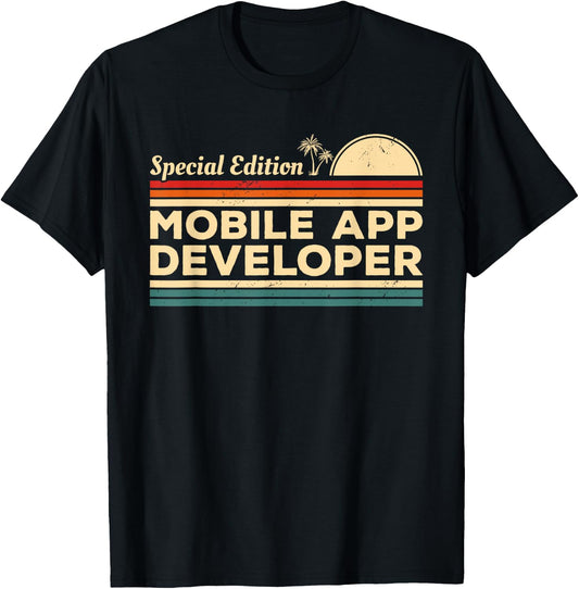 Vintage Mobile App Developer T-Shirt - T-Shirt | Black