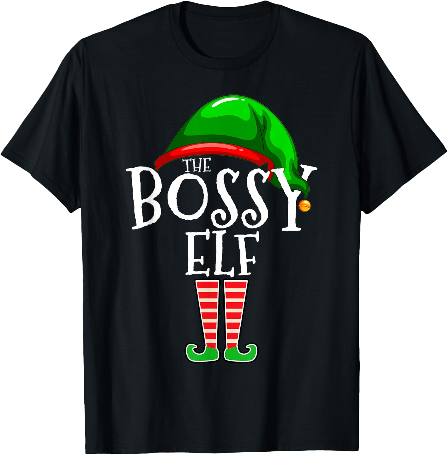 The Bossy Elf Group Matching Family Christmas T-Shirt - T-Shirt | Black