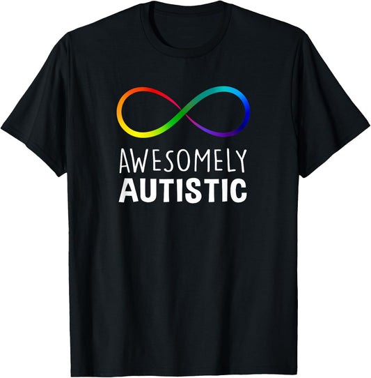 Red Instead Autism Awesomely Autistic Infinity Small T-Shirt - T-Shirt | Black