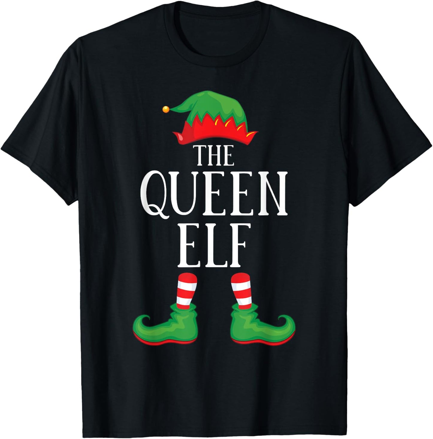 Queen Elf Matching Group Xmas Funny Family Christmas T-Shirt - T-Shirt | Black