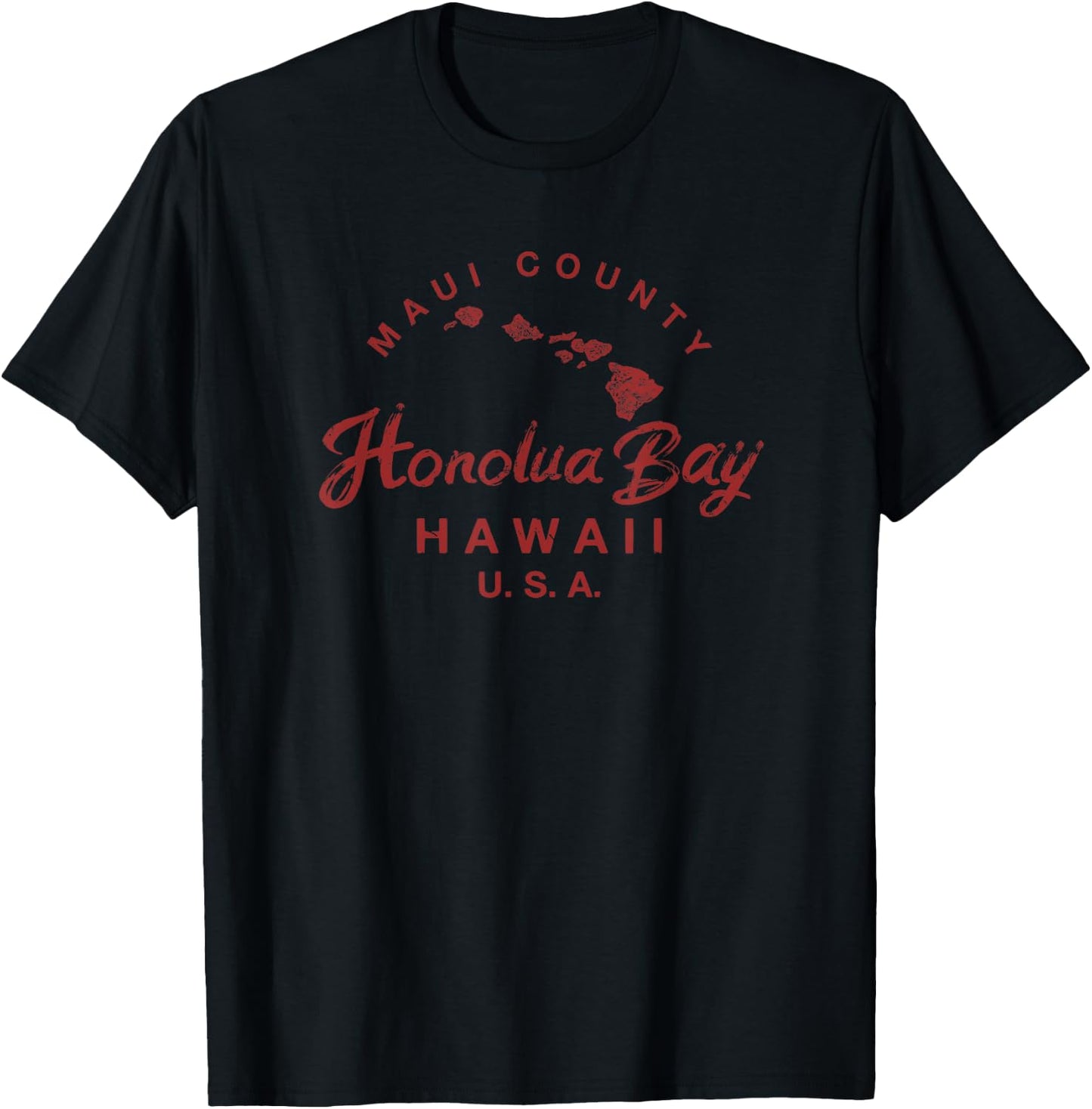 Maui Honolua Bay Hawaii Islands Map Hawaiian Vintage T-Shirt - T-Shirt | Black