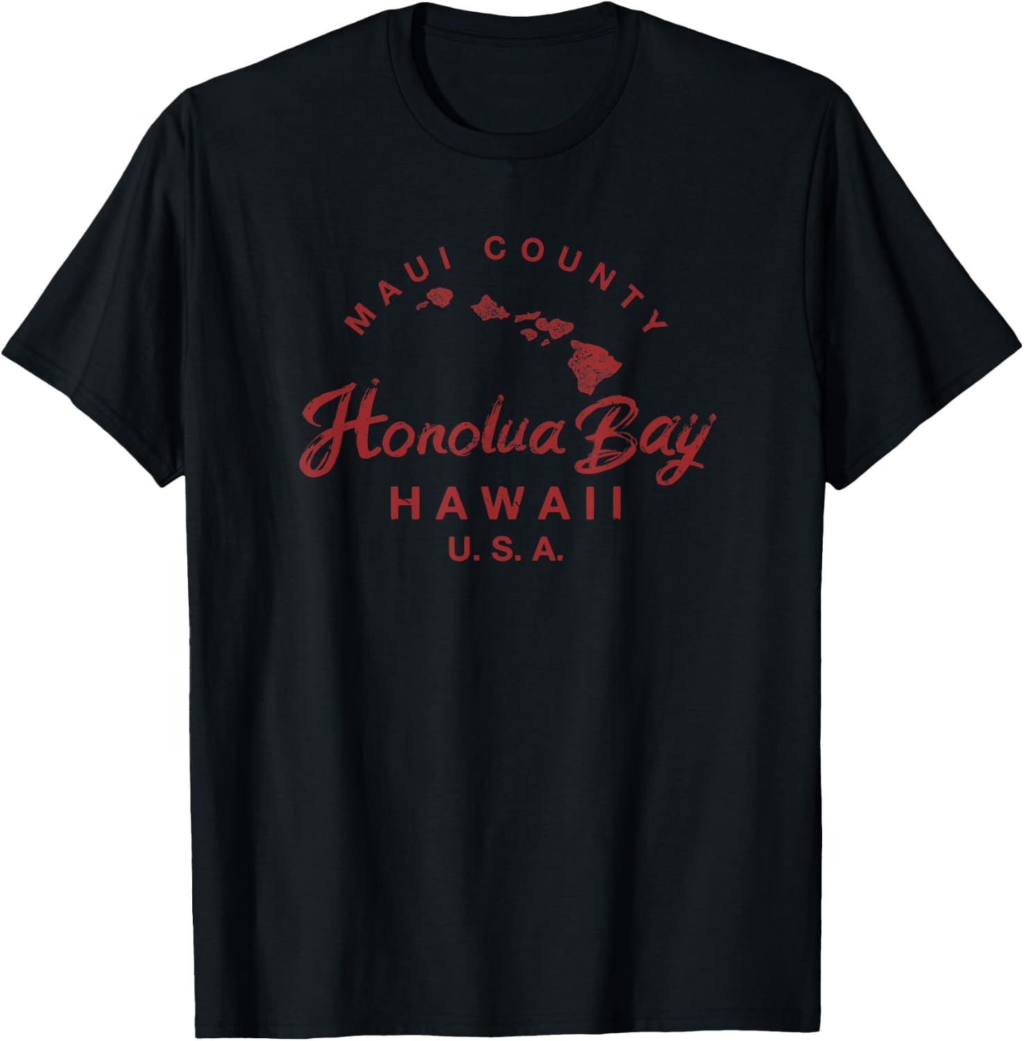 Maui Honolua Bay Hawaii Islands Map Hawaiian Vintage T-Shirt - T-Shirt | Black