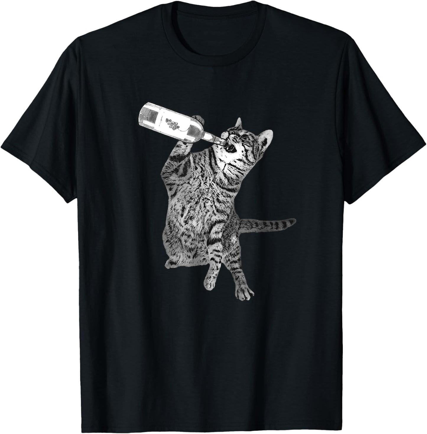 Wine Drinking Cat Funny Drunk Cat Cat Wine Lovers T-Shirt - T-Shirt | Black
