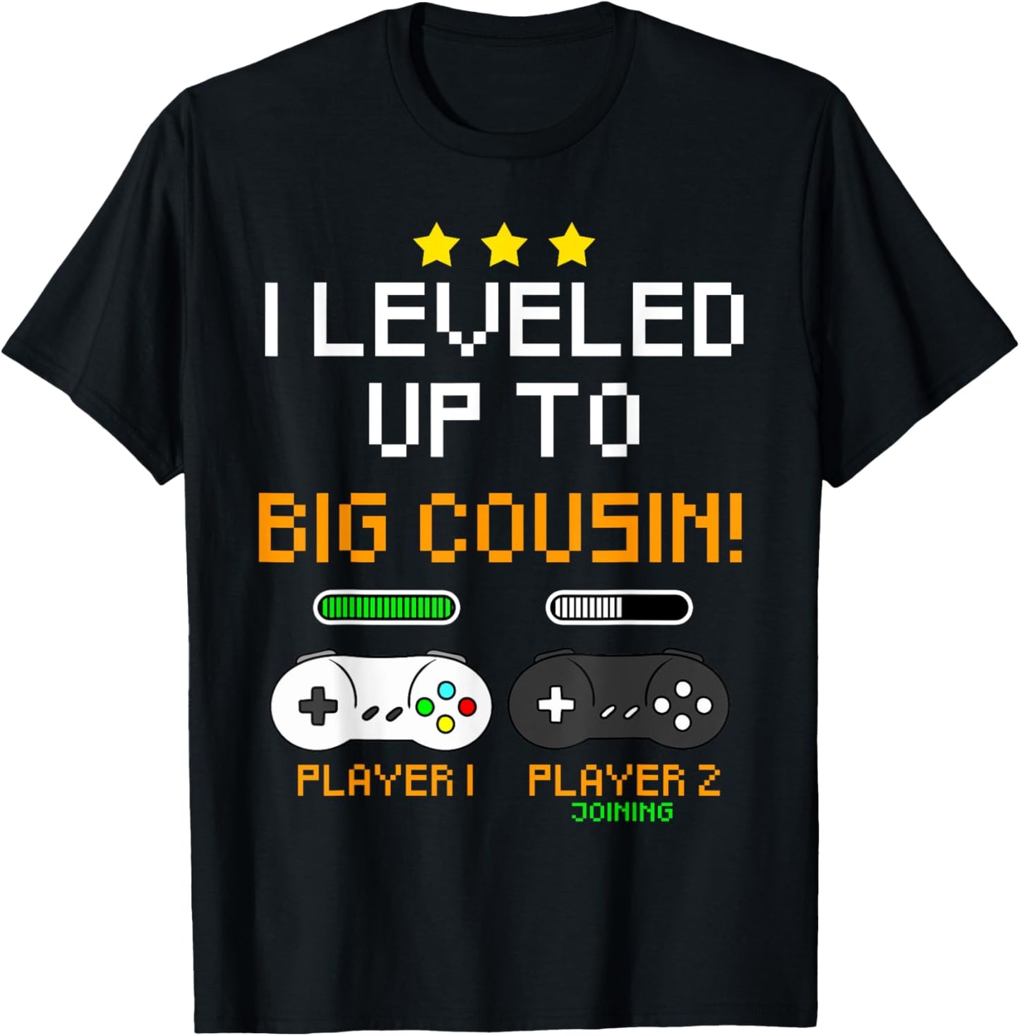Cool Big Cousin Apparel Cousin Gamer Baby Announcement Gender Reveal Gaming , Black, Small T-Shirt - T-Shirt | Black
