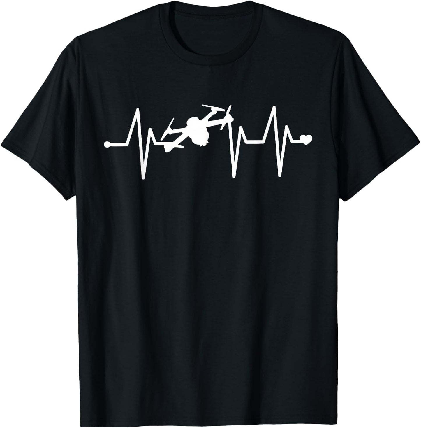 Drone Pilot Heartbeat Pulse Shirt - Funny Drone Shirt T-Shirt - T-Shirt | Black