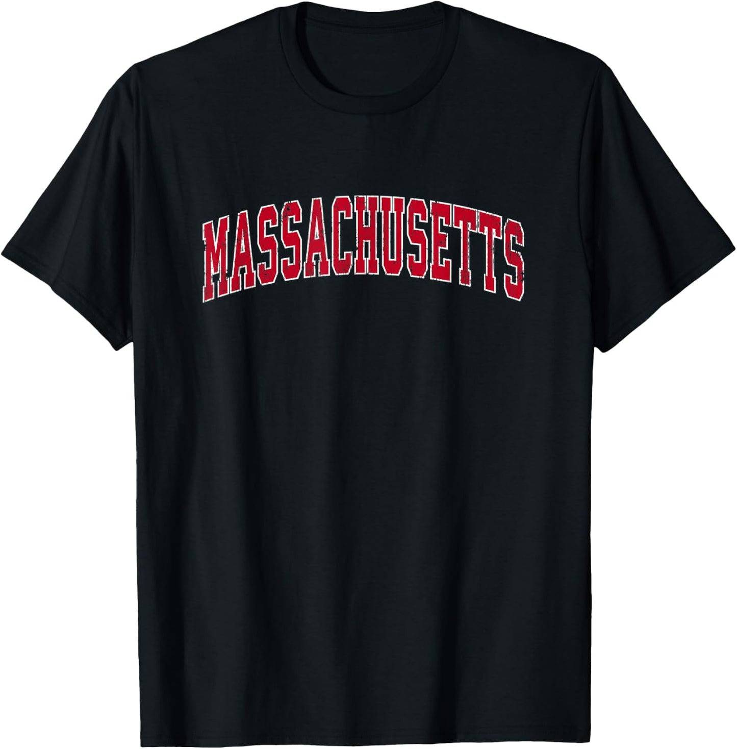 Massachusetts MA Vintage Sports Design Red Design T-Shirt - T-Shirt | Black