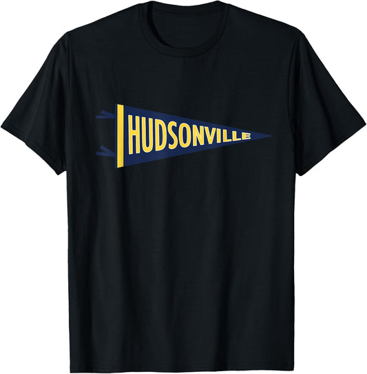 Hudsonville Michigan MI Pennant Flag Hudsonville Eagles T-Shirt - T-Shirt | Black
