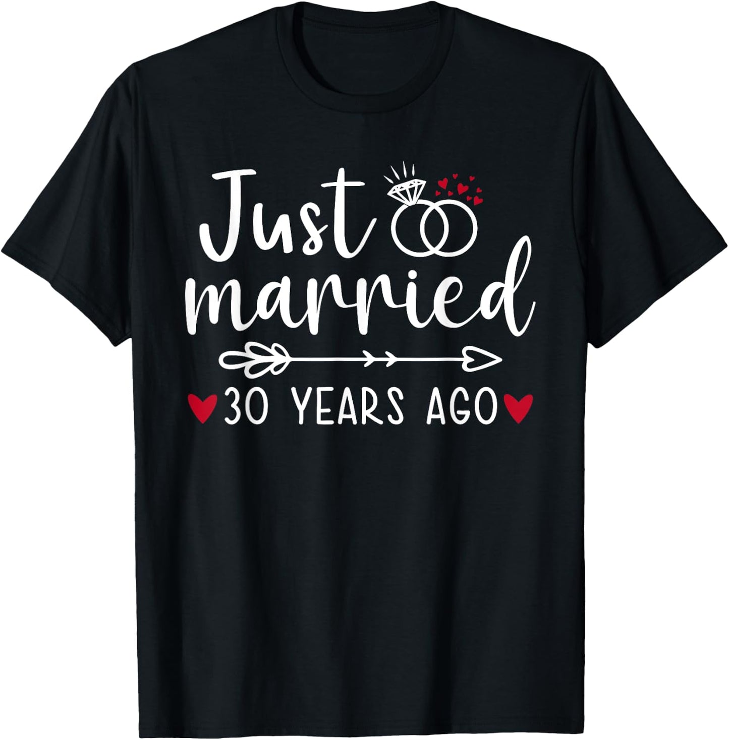 Just Married Couples Funny Husband Wife 30th Anniversary T-Shirt - T-Shirt | Black