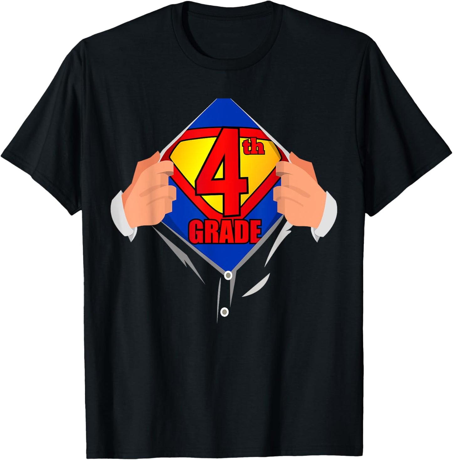 Teachers Are Superheroes 4th Grade Super Teacher Staff Gift Men Women T-Shirt - T-Shirt | Black