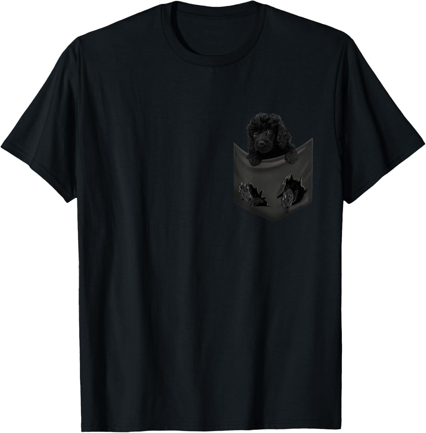 Black Poodle Dog In Pocket Men Women Girls Kids T-Shirt - T-Shirt | Black