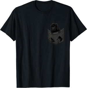Black Poodle Dog In Pocket Men Women Girls Kids T-Shirt - T-Shirt | Black