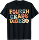Fourth Grade Vibes - 4th Grade Team Retro 1st Day of School T-Shirt - T-Shirt | Black