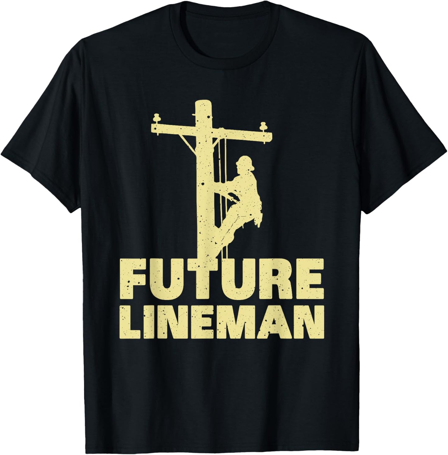 Cute Lineman Designs For Kids Men Women Electrician Funny T-Shirt - T-Shirt | Black