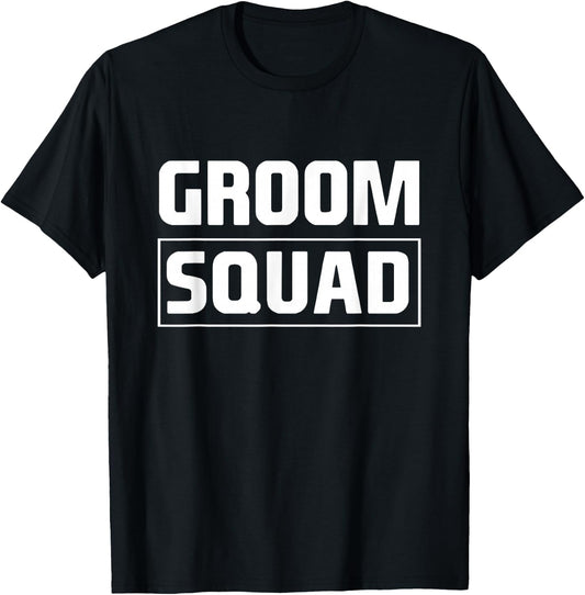 Groom Squad Groomsmen Team Group Bachelor Party Minimalist T-Shirt - T-Shirt | Black