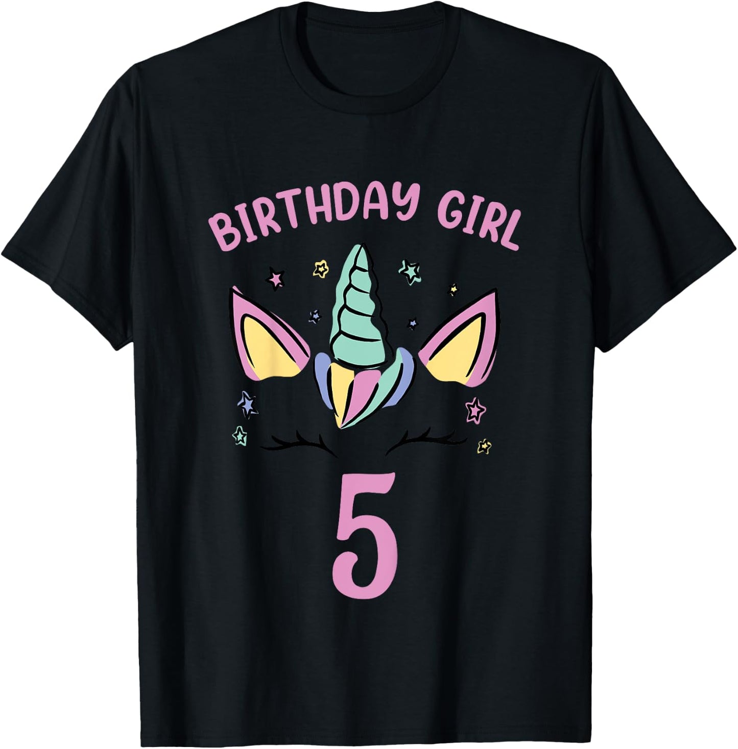 5th Birthday Unicorn Girls Birthday Girl 5 T-Shirt - T-Shirt | Black