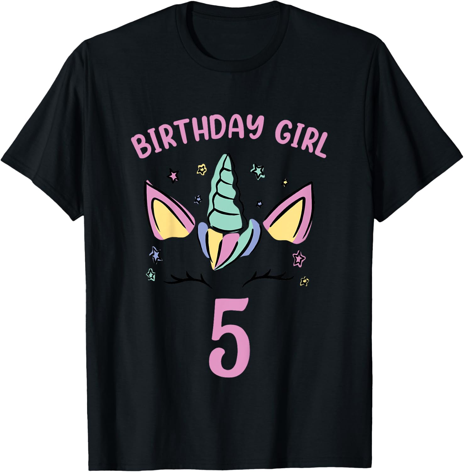 5th Birthday Unicorn Girls Birthday Girl 5 T-Shirt - T-Shirt | Black