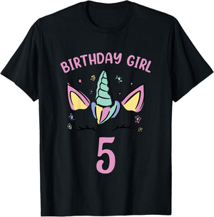 5th Birthday Unicorn Girls Birthday Girl 5 T-Shirt - T-Shirt | Black