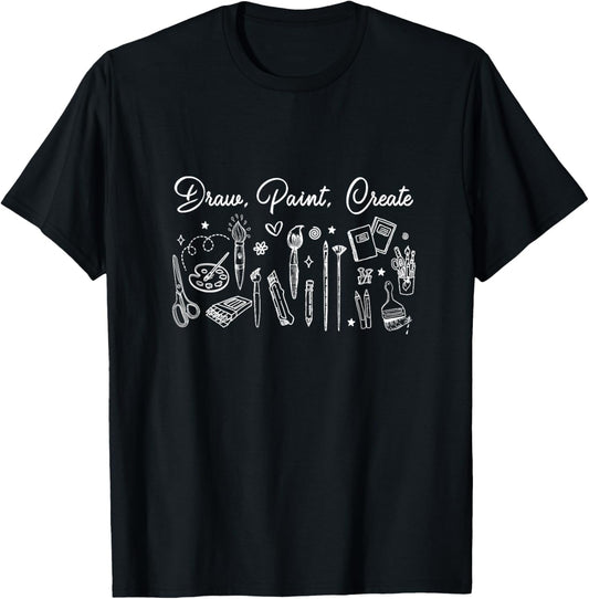 Drawing Painting Creating Proud Art Teacher Artist Painter Women T-Shirt - T-Shirt | Black