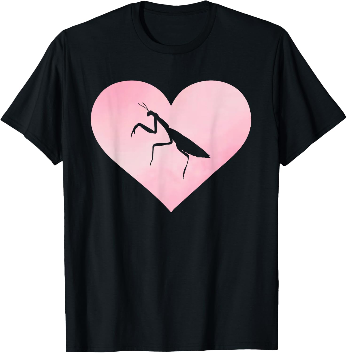 Love Praying Mantis Heart Design Insects T-Shirt - T-Shirt | Black