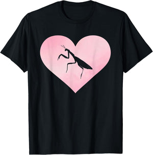 Love Praying Mantis Heart Design Insects T-Shirt - T-Shirt | Black