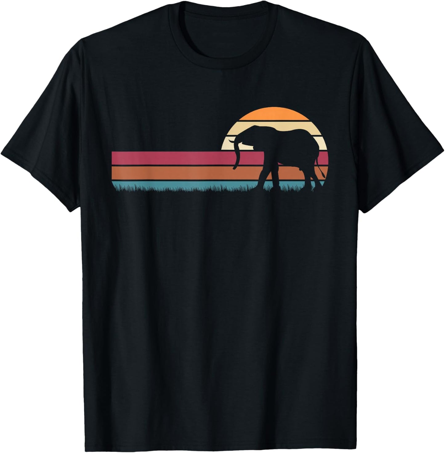 Vintage Retro Elephant T-Shirt - T-Shirt | Black