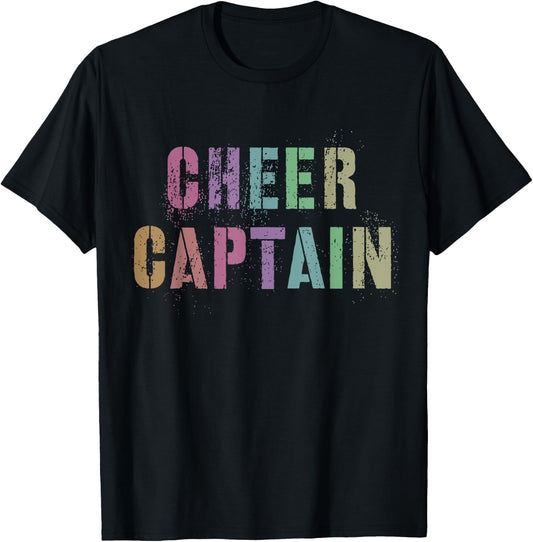 Vintage CHEER CAPTAIN Cheerleading Team Cheerleader Squad T-Shirt - T-Shirt | Black