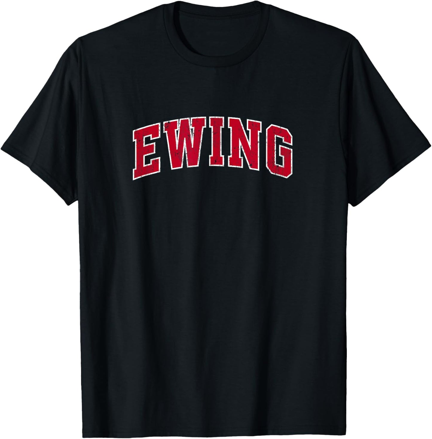 Ewing New Jersey NJ Vintage Sports Design Red Design T-Shirt - T-Shirt | Black