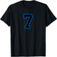 Blue Black Sports Team Number #7 T-Shirt - T-Shirt | Black