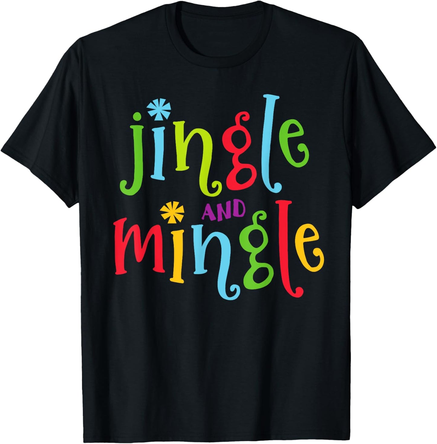 Jingle and Mingle. Christmas Tree Santa T-Shirt - T-Shirt | Black