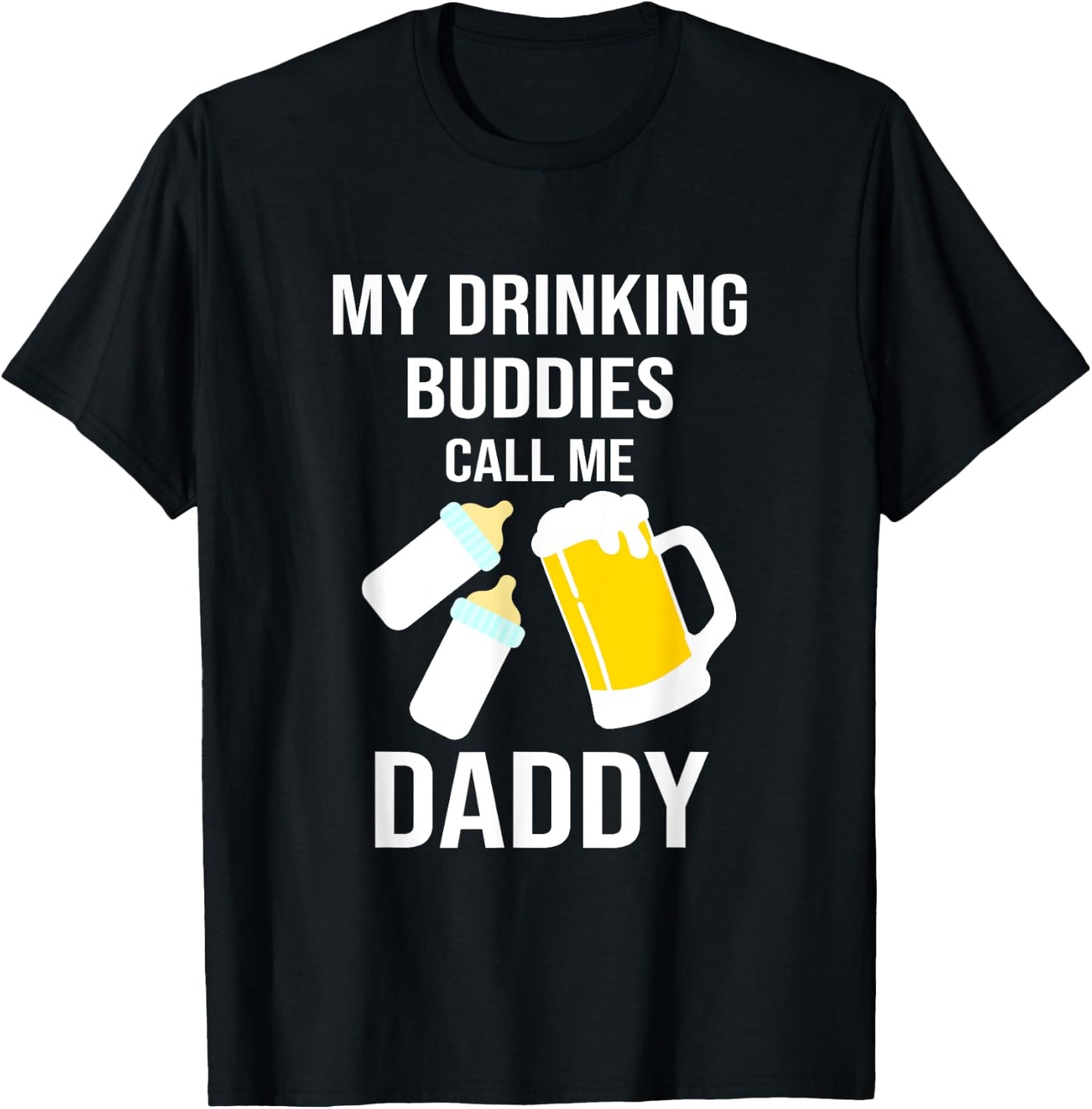 Daddy and Twins Drinking Buddies Dad of Twins T-Shirt - T-Shirt | Black