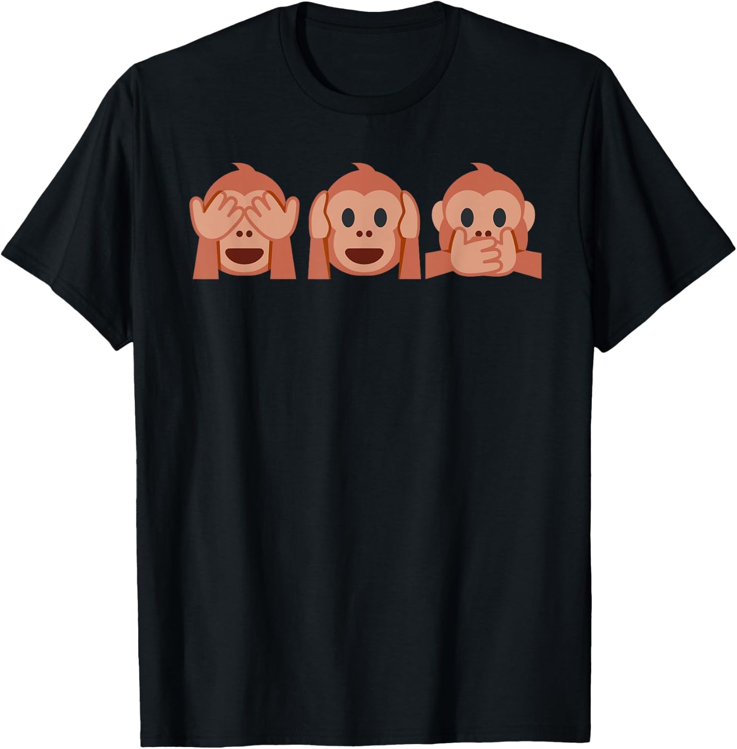 three monkeys Emoticon see hear speak no Evil Emoticon T-Shirt - T-Shirt | Black