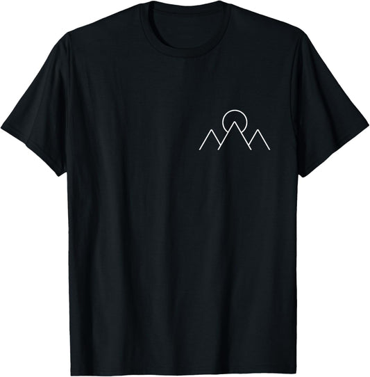 Mountain Hiking Camping Minimalsimus Geometric Gift T-Shirt - T-Shirt | Black