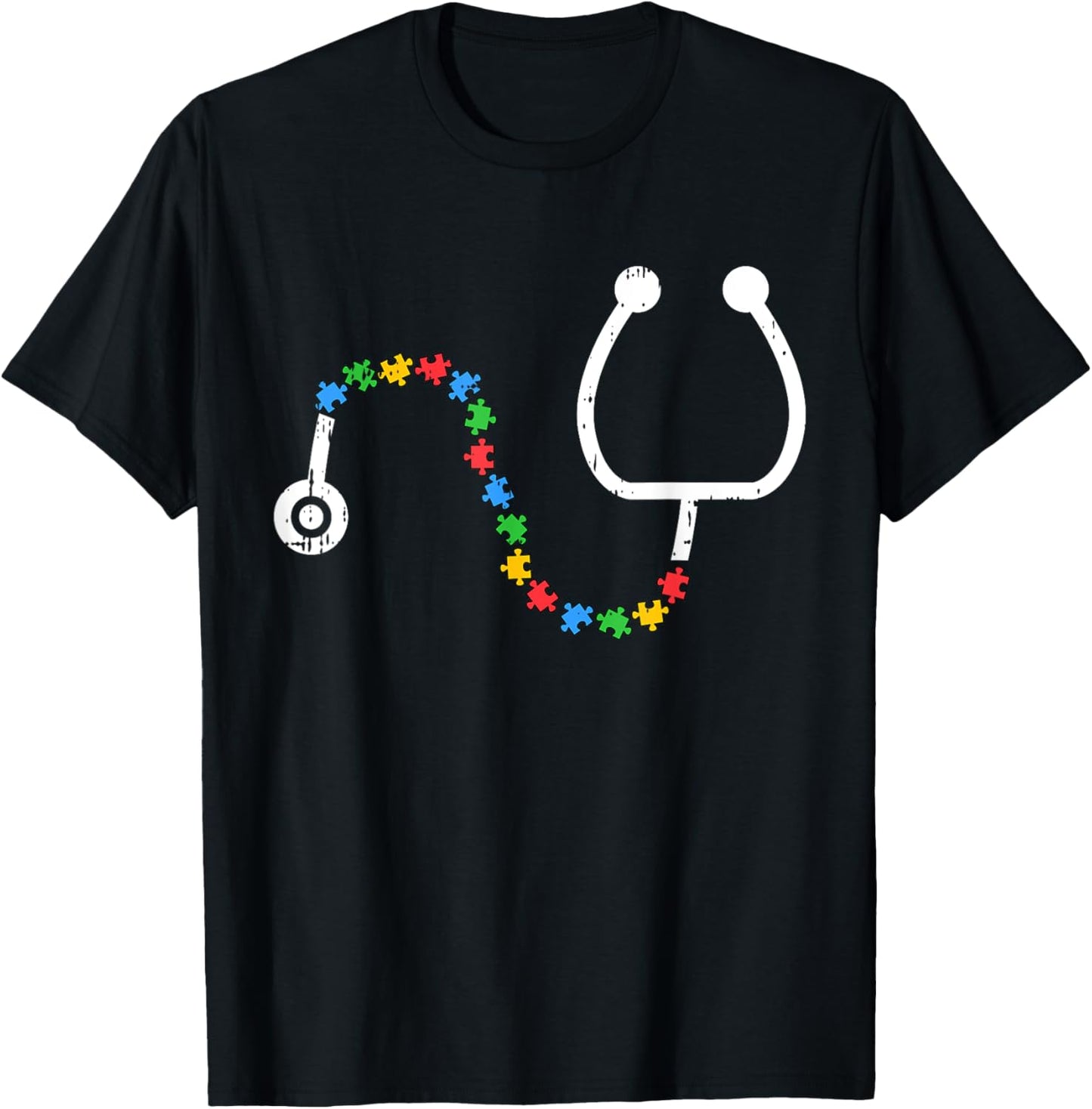 Stethoscope Autism Awareness Medical RN Nurse Doctor Gifts T-Shirt - T-Shirt | Black