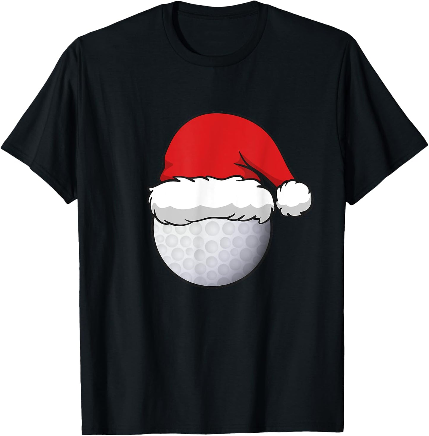 Holiday Golf Ball With Santa Hat Funny Golfing Christmas T-Shirt - T-Shirt | Black
