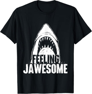 Feeling Jawesome - Funny Shark Lover Ocean Wildlife T-Shirt - T-Shirt | Black