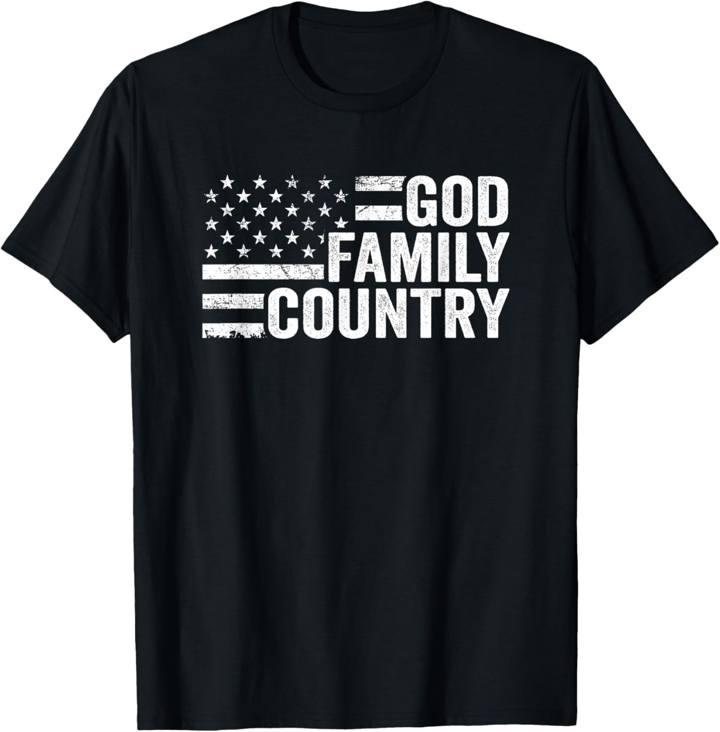 God Family Country - Patriotic Christian American Flag Women Men T-Shirt - T-Shirt | Black