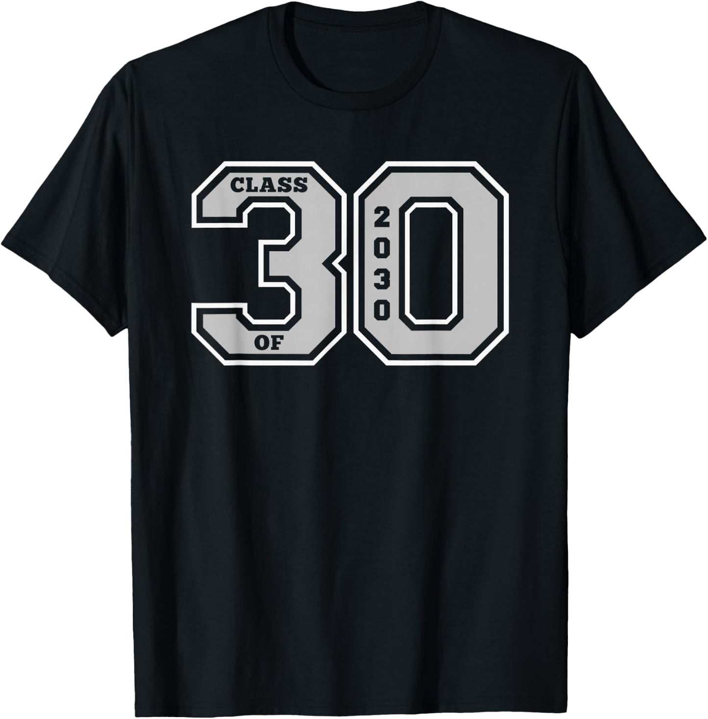 Class of 2030 - Jersey Style Class of 30 Graduate Gift T-Shirt - T-Shirt | Black