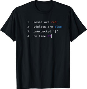 Roses are Red T Shirt Funny Coding Programming T-Shirt - T-Shirt | Black
