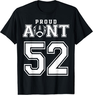 Custom Proud Football Aunt Number 52 Personalized T-Shirt - T-Shirt | Black