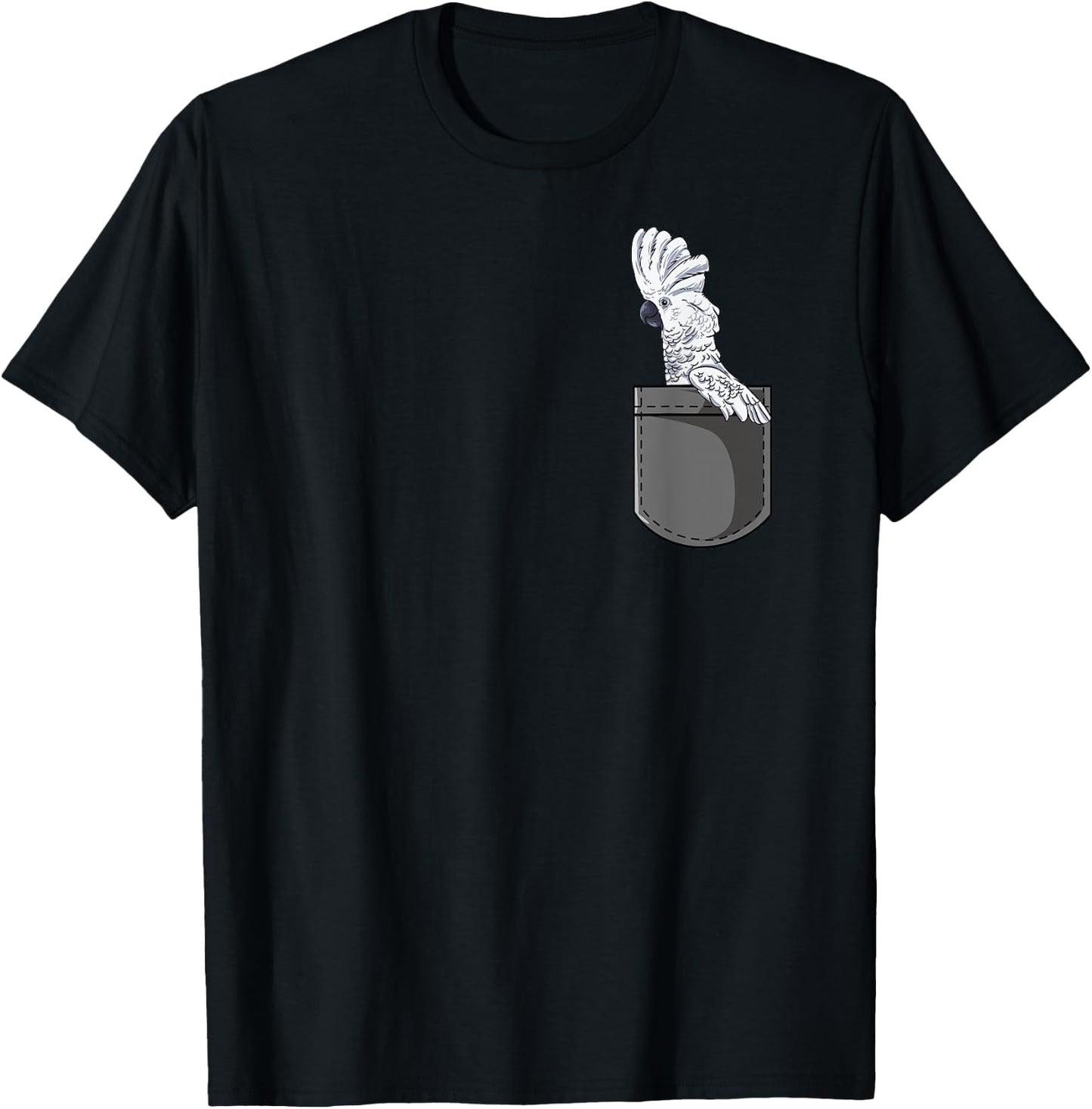 Funz Feather Co. Cockatoo Gift - Black Short Sleeve Classic Fit Cotton Polyester - Small - Modern Bird Themed - Women's, Girls' - Vacation, Birthday - Adults, Women T-Shirt - T-Shirt | Black