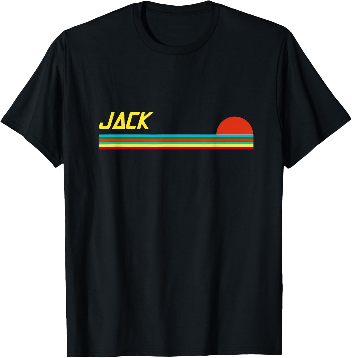 Jack First Name Logo Retro Sunset Surfer Style Jack T-Shirt - T-Shirt | Black