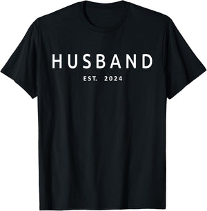 Husband Est. 2024, Married Couple Matching Wedding Husband T-Shirt - T-Shirt | Black
