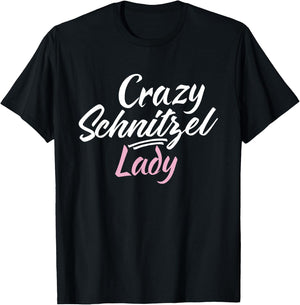Crazy Schnitzel Lady Funny German Schnitzel T-Shirt - T-Shirt | Black