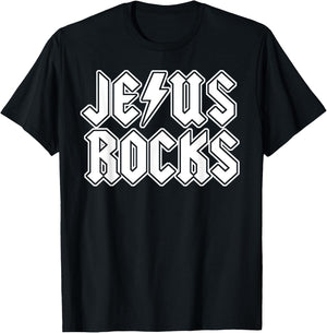 Jesus Rocks funny Christian Rocker Jesus Rocks T-Shirt - T-Shirt | Black