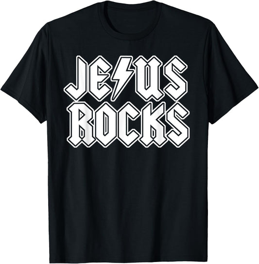 Jesus Rocks funny Christian Rocker Jesus Rocks T-Shirt - T-Shirt | Black