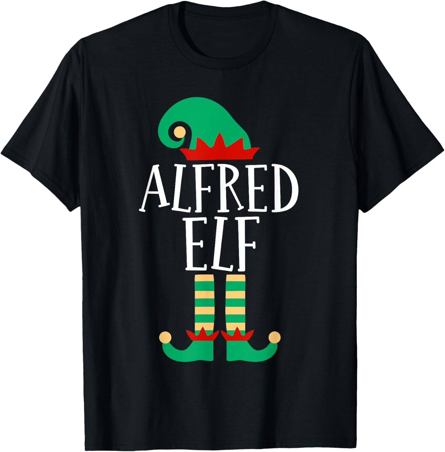 The Alfred Elf Funny Family Matching Christmas Pajamas T-Shirt - T-Shirt | Black