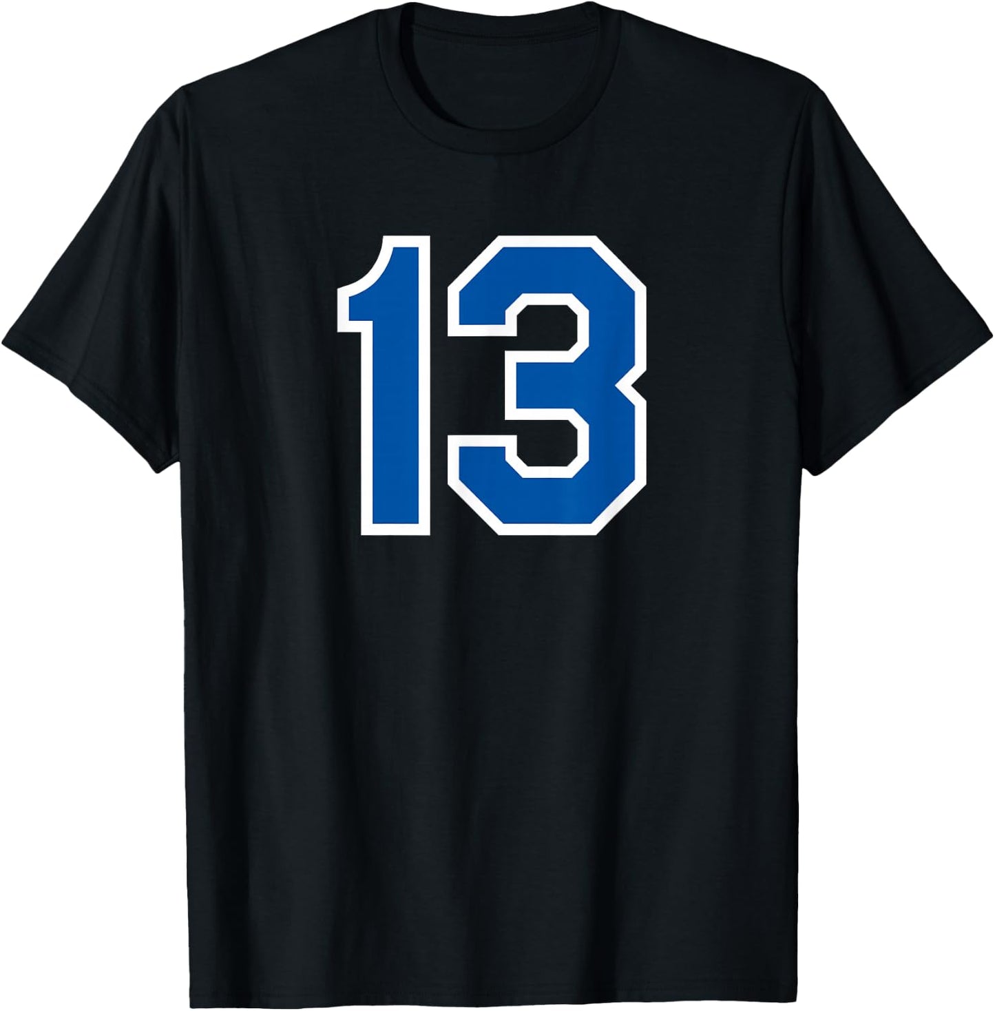 Number #13 Sport White Blue Uni Number T-Shirt - T-Shirt | Black