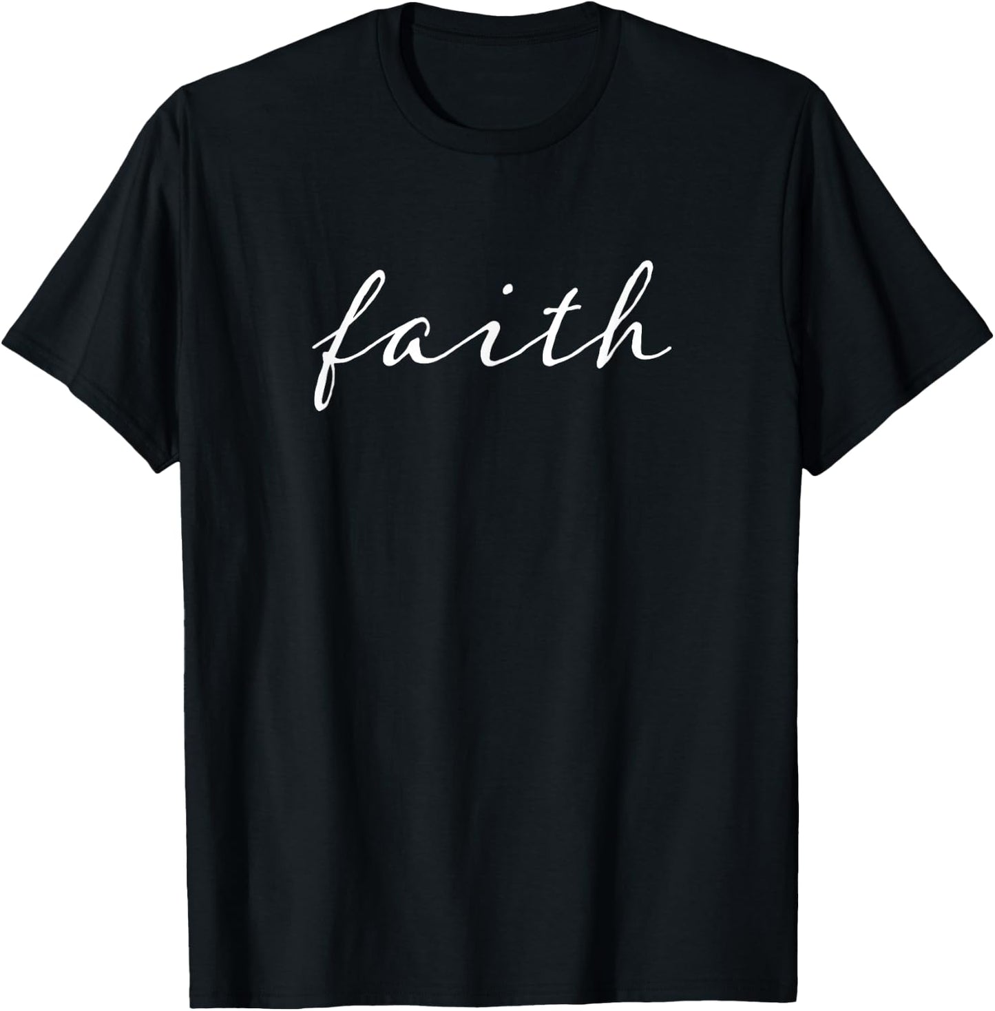 Faith Script Inspirational Word Cursive Design T-Shirt - T-Shirt | Black