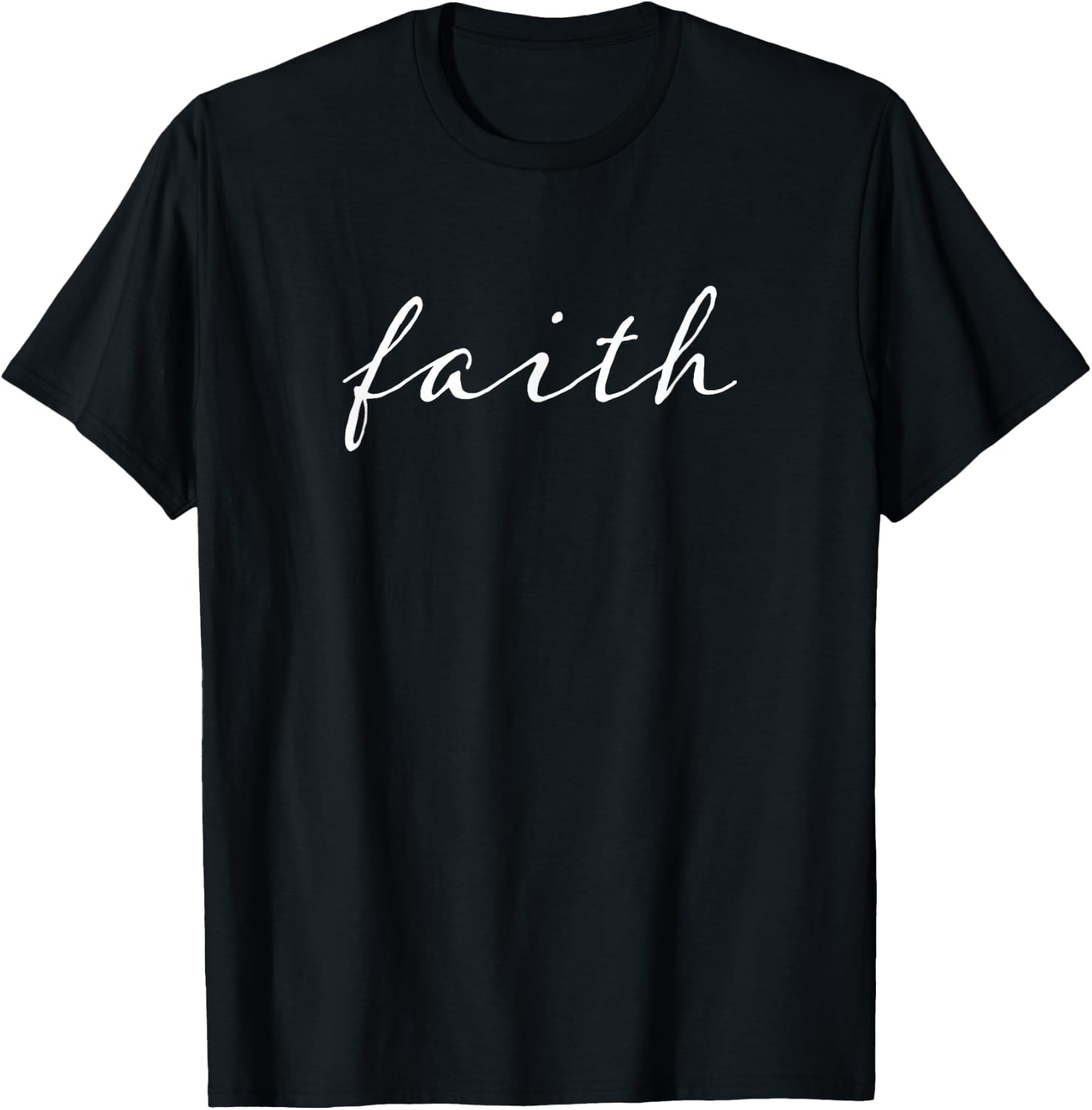 Faith Script Inspirational Word Cursive Design T-Shirt - T-Shirt | Black