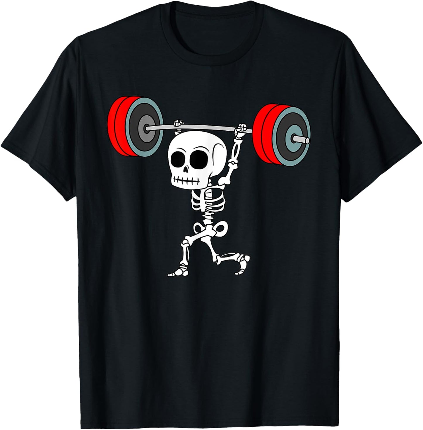 Weightlifting Skeleton Halloween Fitness Gym Workout Costume T-Shirt - T-Shirt | Black